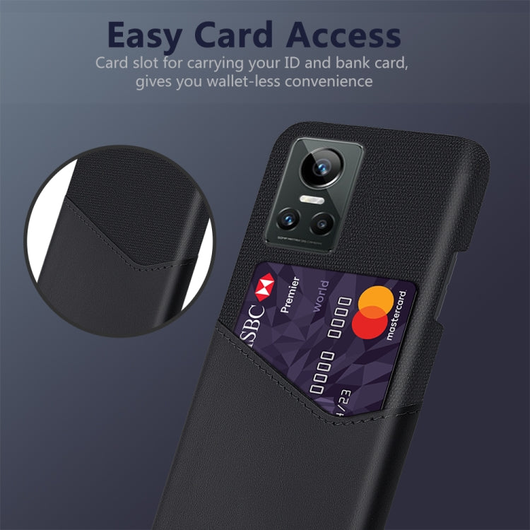 For OPPO Realme GT Neo3 Cloth Texture PC + PU Leather Back Cover Case with Card Slot