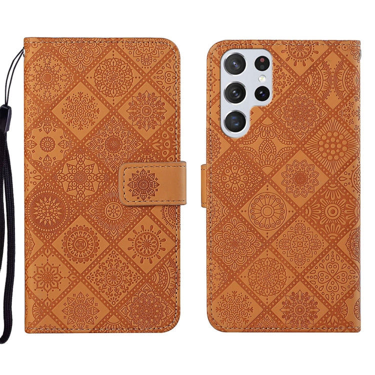 For Samsung Galaxy S22 Ultra 5G Ethnic Style Embossed Pattern Leather Phone Case