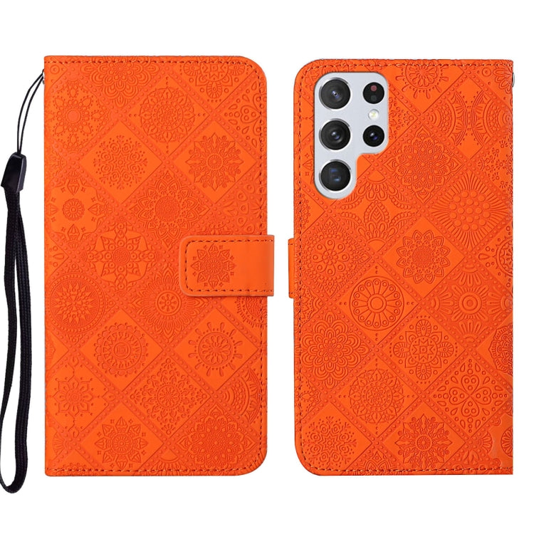 For Samsung Galaxy S22 Ultra 5G Ethnic Style Embossed Pattern Leather Phone Case