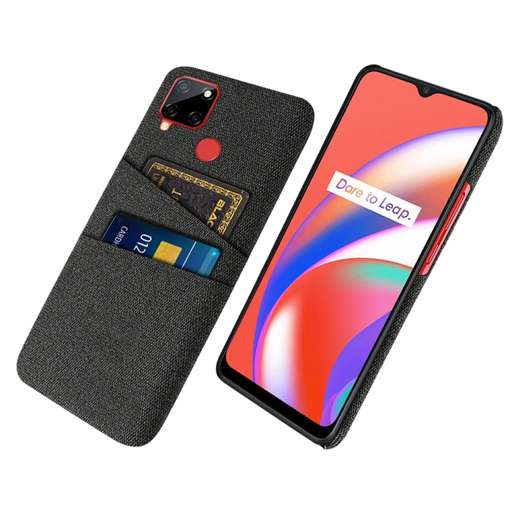 For OPPO Realme C12 Cloth Texture PC + Nylon Phone Case with Dual Card Slots