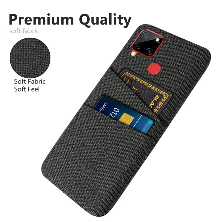 For OPPO Realme C12 Cloth Texture PC + Nylon Phone Case with Dual Card Slots
