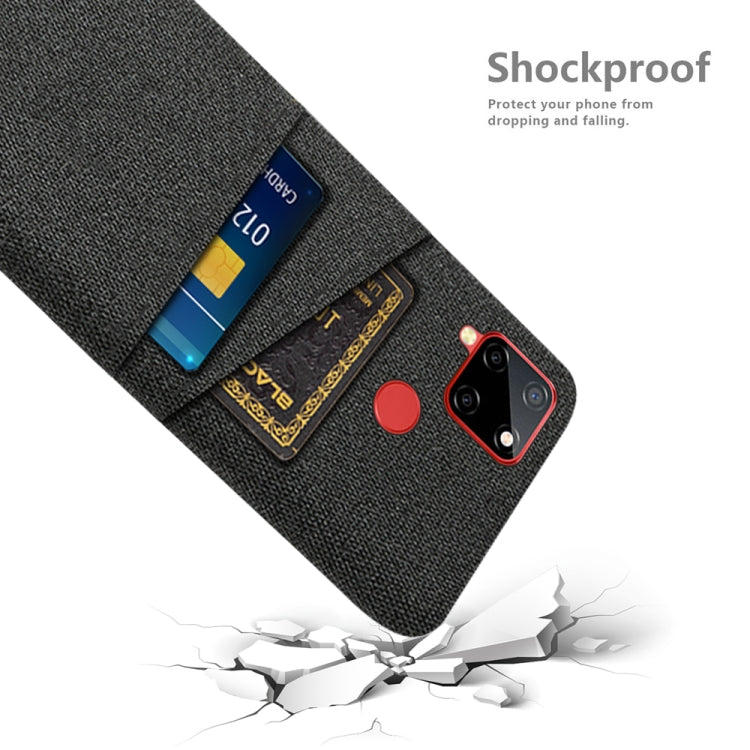 For OPPO Realme C12 Cloth Texture PC + Nylon Phone Case with Dual Card Slots