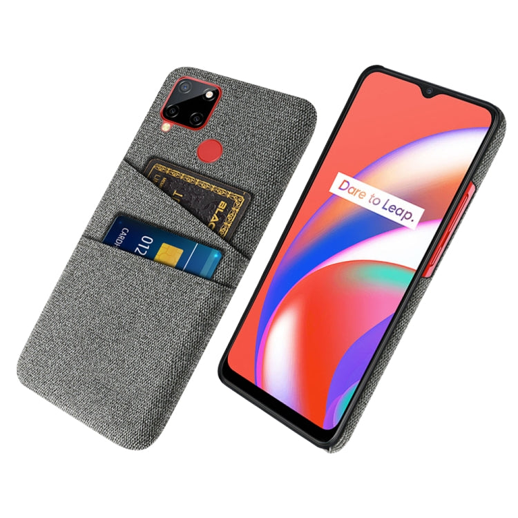 For OPPO Realme C12 Cloth Texture PC + Nylon Phone Case with Dual Card Slots