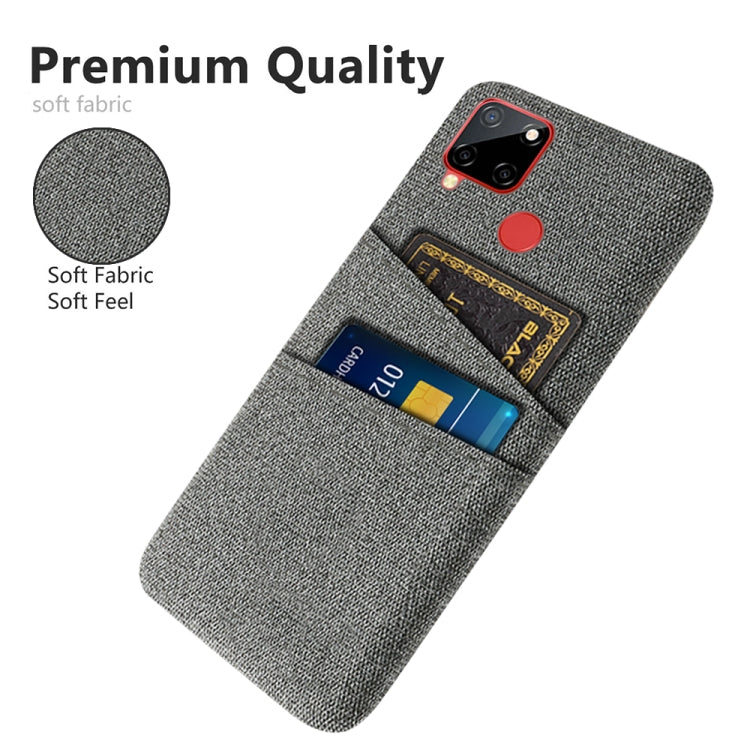 For OPPO Realme C12 Cloth Texture PC + Nylon Phone Case with Dual Card Slots