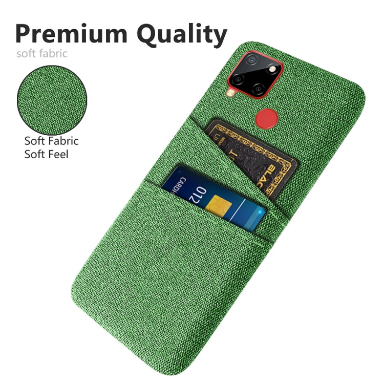 For OPPO Realme C12 Cloth Texture PC + Nylon Phone Case with Dual Card Slots