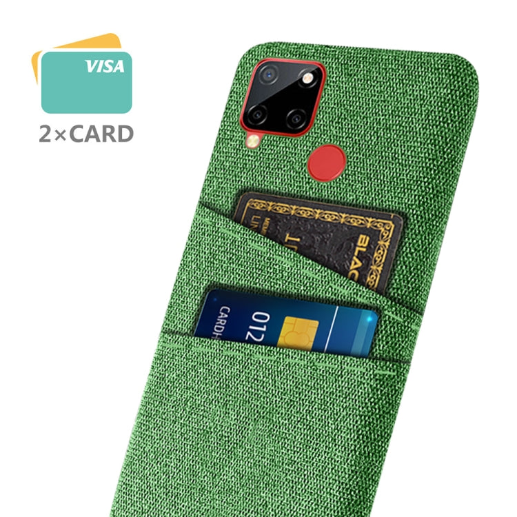 For OPPO Realme C12 Cloth Texture PC + Nylon Phone Case with Dual Card Slots