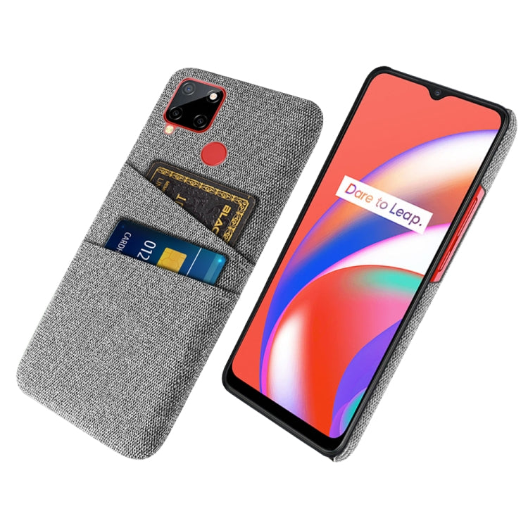 For OPPO Realme C12 Cloth Texture PC + Nylon Phone Case with Dual Card Slots