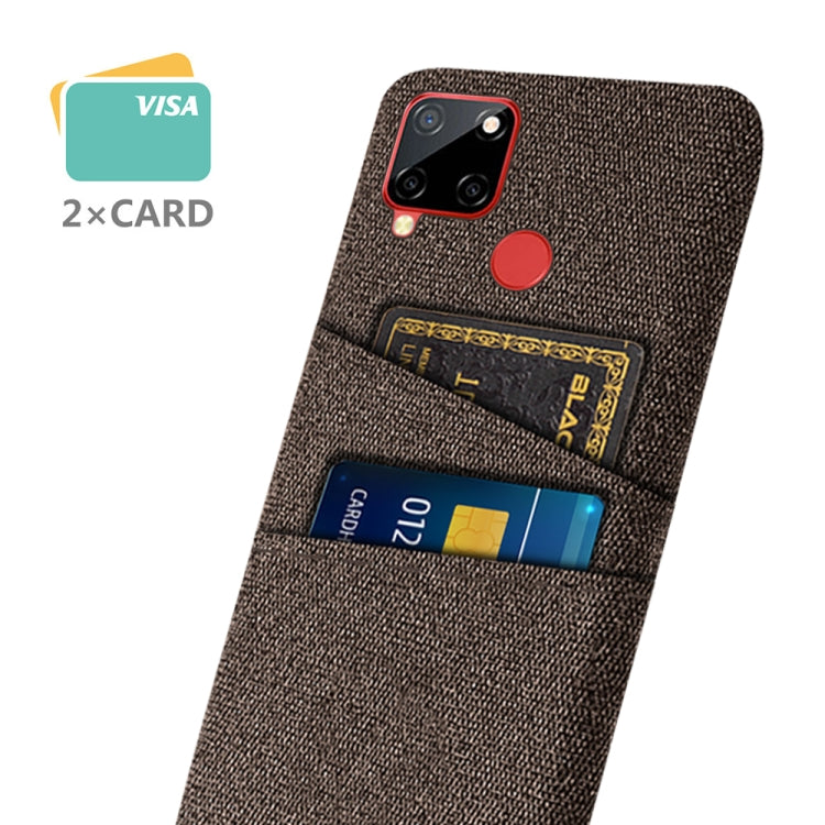 For OPPO Realme C12 Cloth Texture PC + Nylon Phone Case with Dual Card Slots