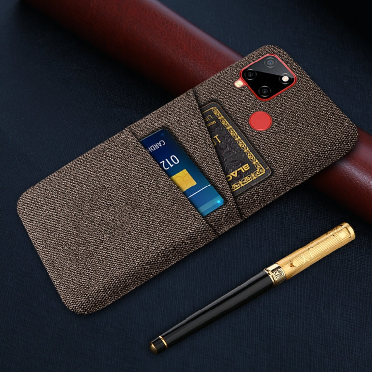 For OPPO Realme C12 Cloth Texture PC + Nylon Phone Case with Dual Card Slots