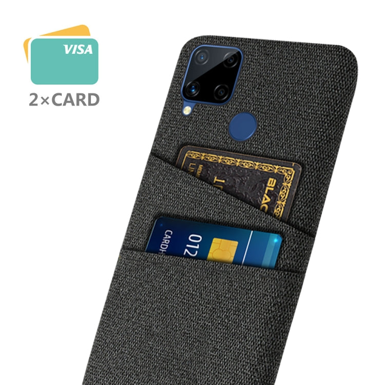 For OPPO Realme C15 Cloth Texture PC + Nylon Phone Case with Dual Card Slots