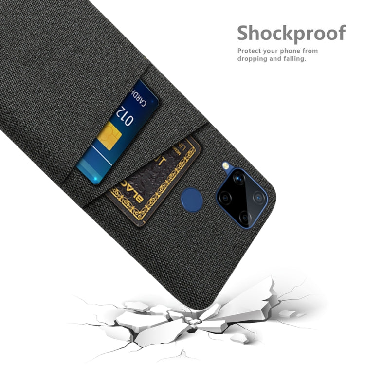 For OPPO Realme C15 Cloth Texture PC + Nylon Phone Case with Dual Card Slots