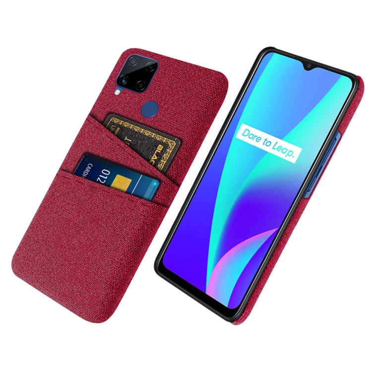 For OPPO Realme C15 Cloth Texture PC + Nylon Phone Case with Dual Card Slots