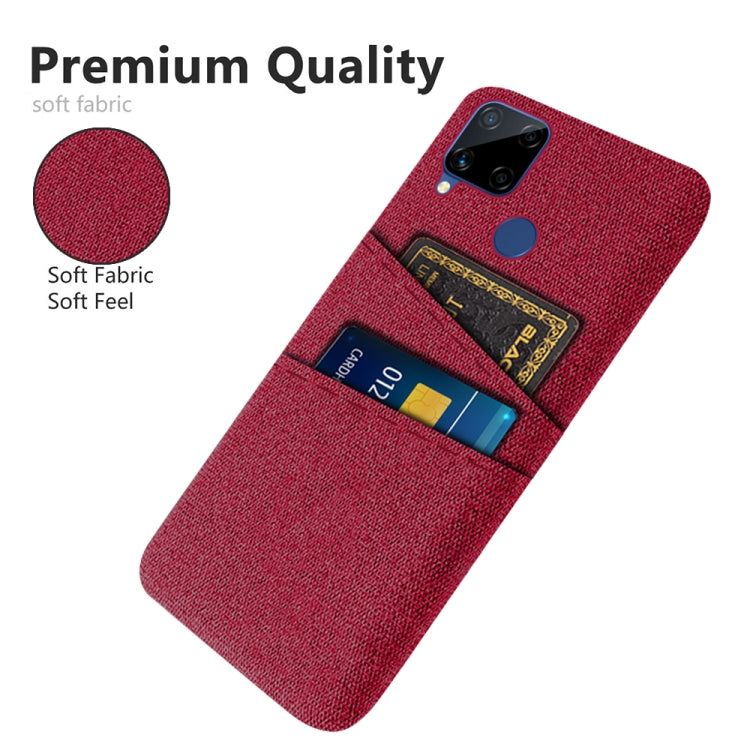 For OPPO Realme C15 Cloth Texture PC + Nylon Phone Case with Dual Card Slots