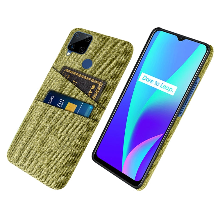 For OPPO Realme C15 Cloth Texture PC + Nylon Phone Case with Dual Card Slots