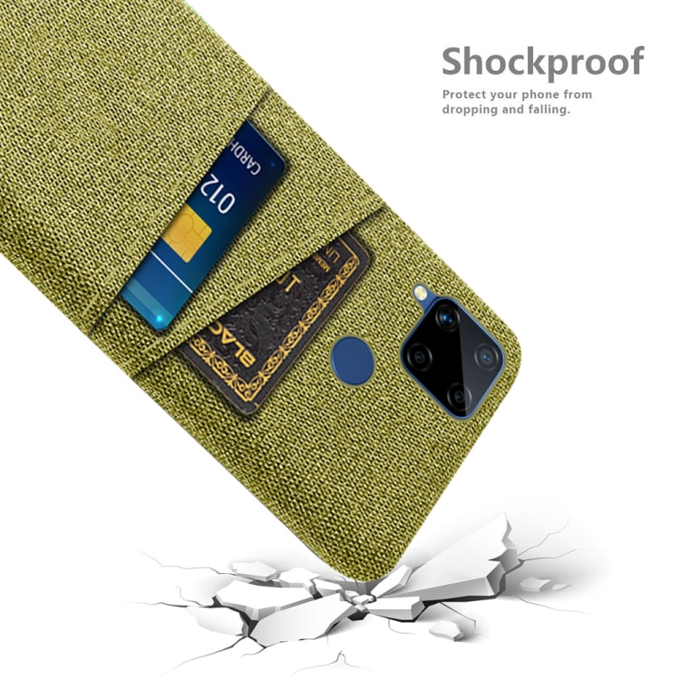 For OPPO Realme C15 Cloth Texture PC + Nylon Phone Case with Dual Card Slots