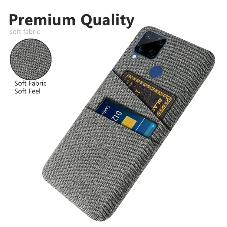 For OPPO Realme C15 Cloth Texture PC + Nylon Phone Case with Dual Card Slots