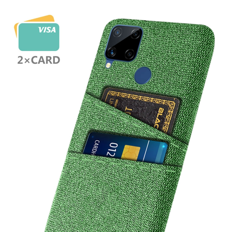 For OPPO Realme C15 Cloth Texture PC + Nylon Phone Case with Dual Card Slots