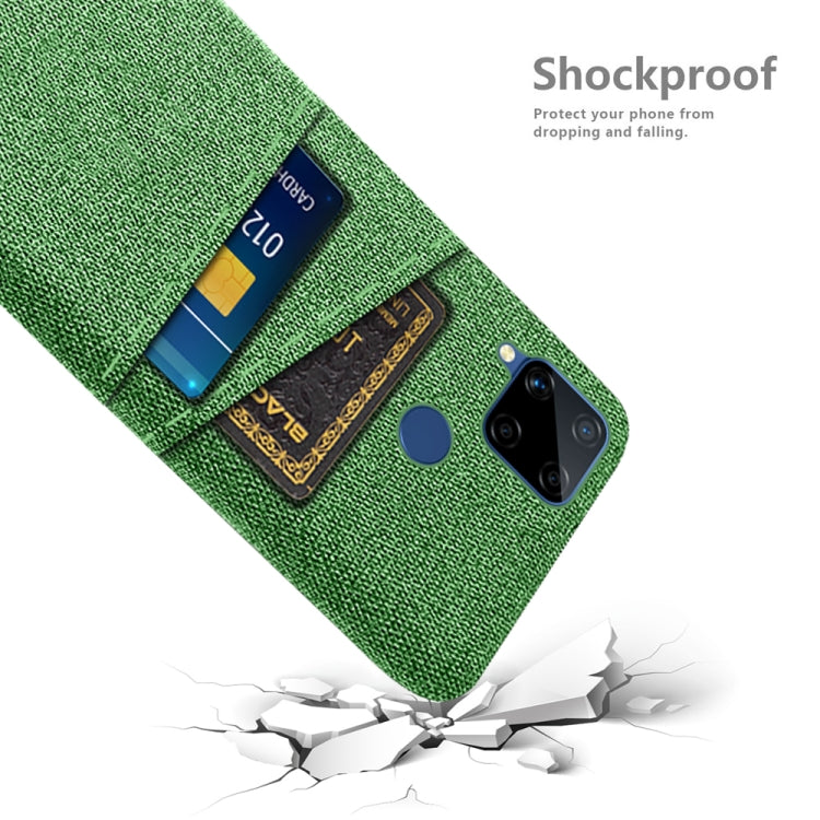 For OPPO Realme C15 Cloth Texture PC + Nylon Phone Case with Dual Card Slots