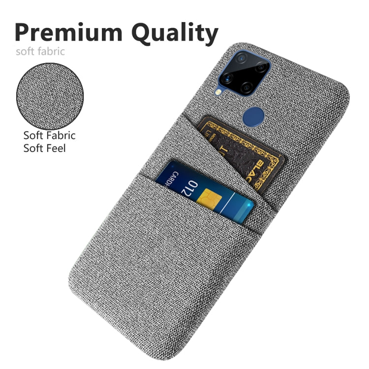 For OPPO Realme C15 Cloth Texture PC + Nylon Phone Case with Dual Card Slots