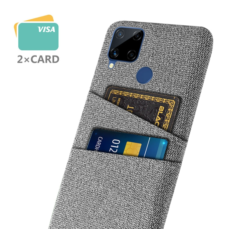For OPPO Realme C15 Cloth Texture PC + Nylon Phone Case with Dual Card Slots