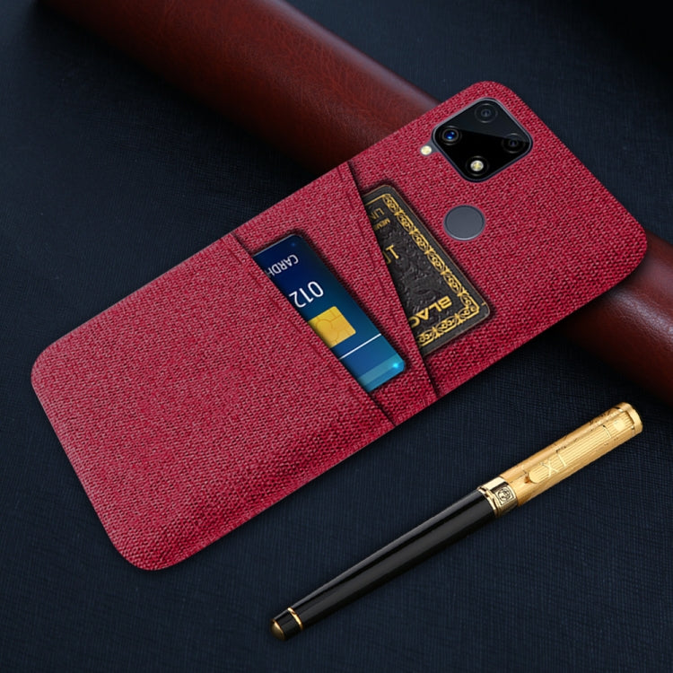 For OPPO Realme C25 Cloth Texture PC + Nylon Phone Case with Dual Card Slots