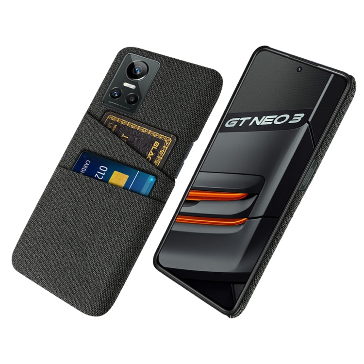 For OPPO Realme GT Neo3 Cloth Texture PC + Nylon Phone Case with Dual Card Slots