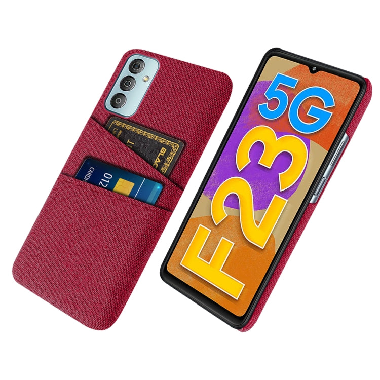 For Samsung Galaxy F23 5G Cloth Texture PC + Nylon Phone Case with Dual Card Slots