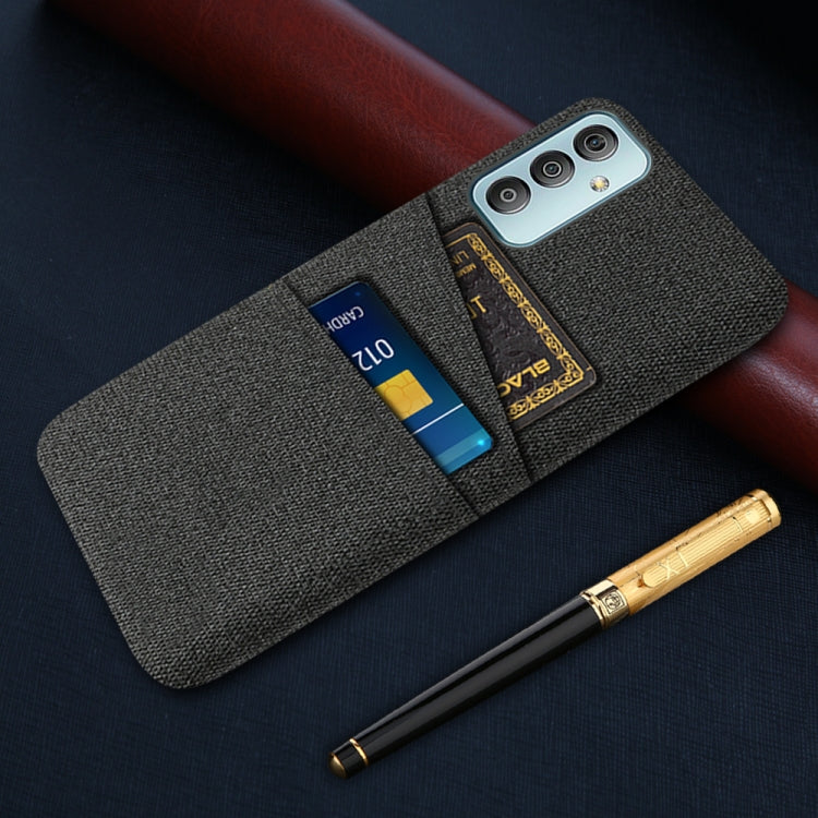 For Samsung Galaxy M23 5G Cloth Texture PC + Nylon Phone Case with Dual Card Slots