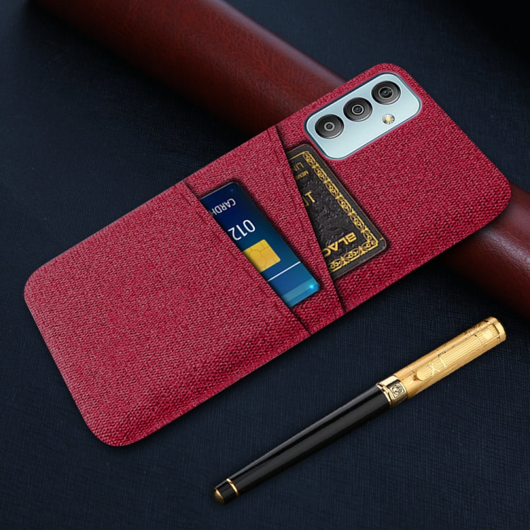 For Samsung Galaxy M23 5G Cloth Texture PC + Nylon Phone Case with Dual Card Slots