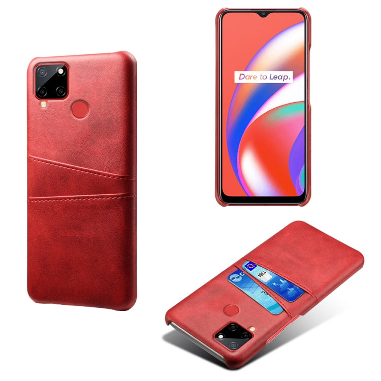For OPPO Realme C12 Calf Texture PC + PU Leather Back Cover with Dual Card Slots