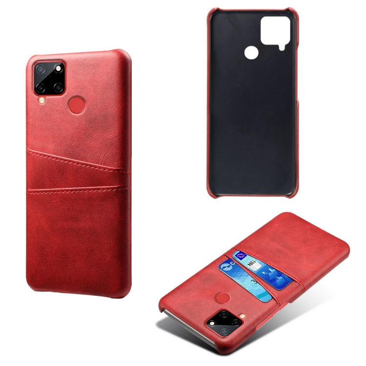 For OPPO Realme C12 Calf Texture PC + PU Leather Back Cover with Dual Card Slots