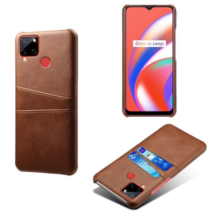 For OPPO Realme C12 Calf Texture PC + PU Leather Back Cover with Dual Card Slots