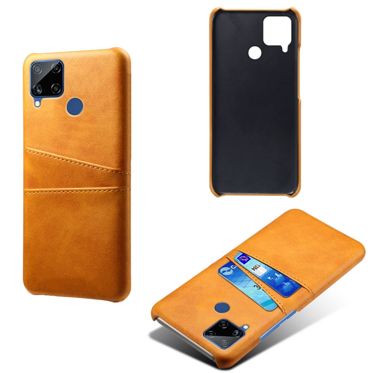 For OPPO Realme C15 Calf Texture PC + PU Leather Back Cover with Dual Card Slots