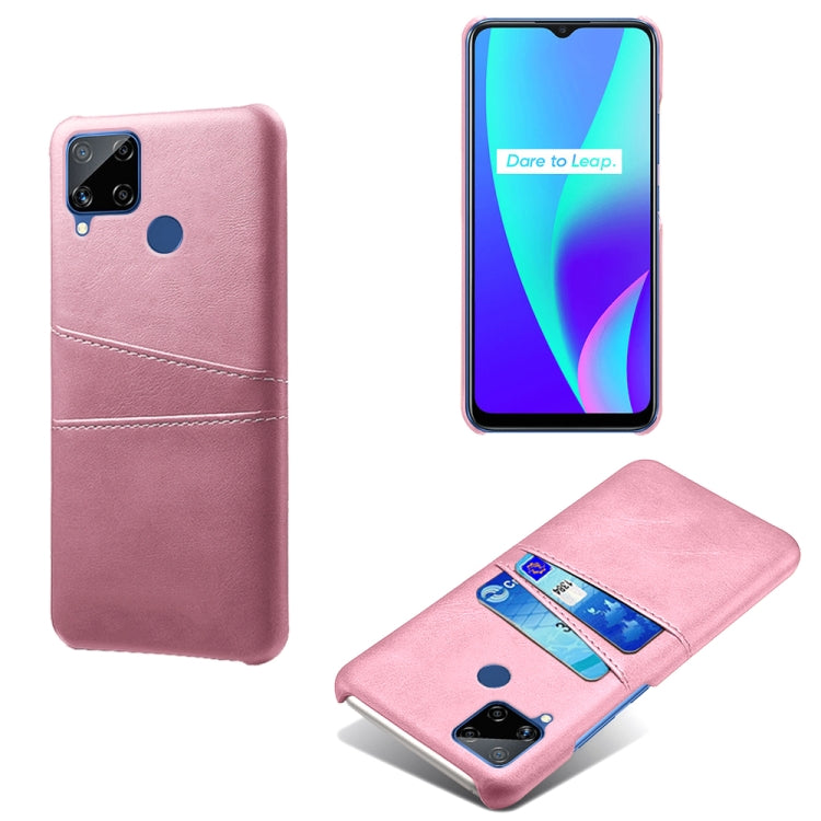 For OPPO Realme C15 Calf Texture PC + PU Leather Back Cover with Dual Card Slots