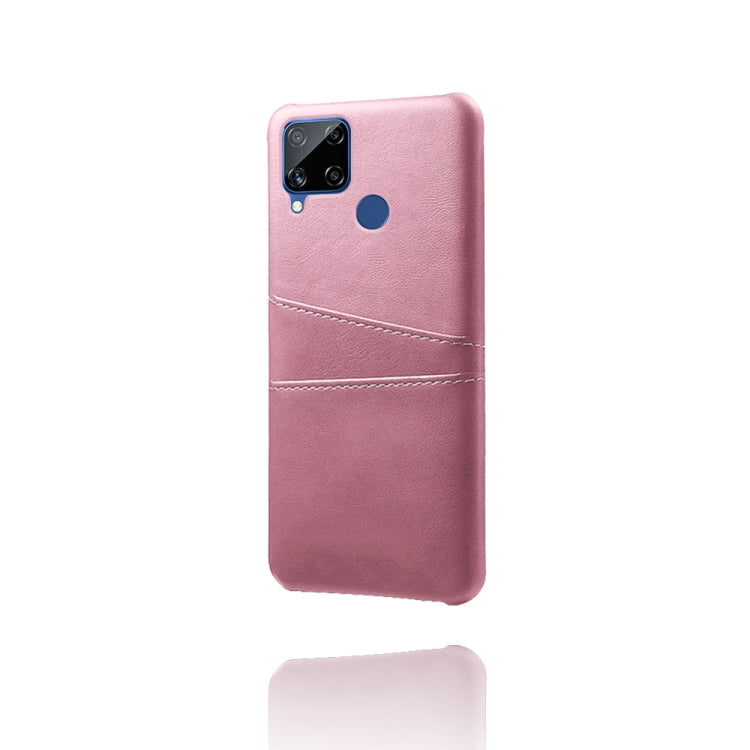 For OPPO Realme C15 Calf Texture PC + PU Leather Back Cover with Dual Card Slots