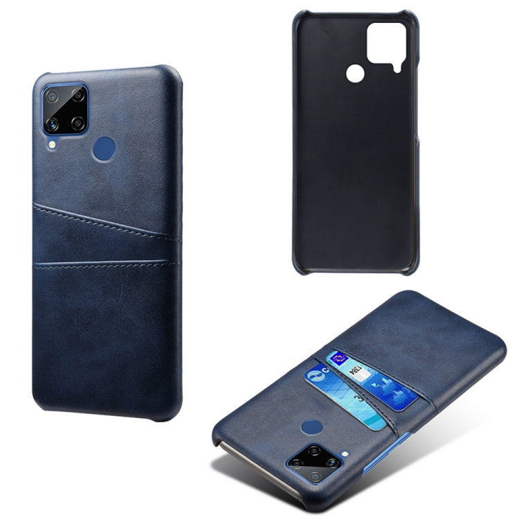 For OPPO Realme C15 Calf Texture PC + PU Leather Back Cover with Dual Card Slots