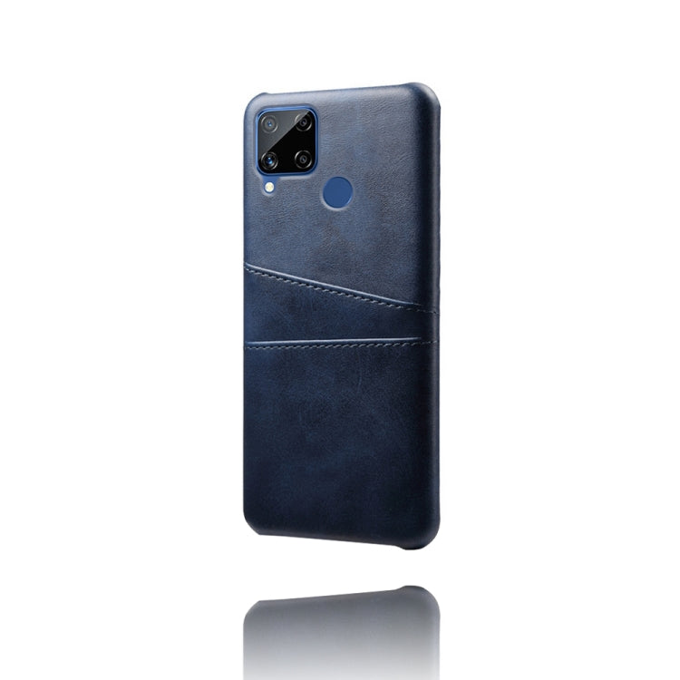For OPPO Realme C15 Calf Texture PC + PU Leather Back Cover with Dual Card Slots