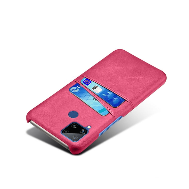For OPPO Realme C15 Calf Texture PC + PU Leather Back Cover with Dual Card Slots