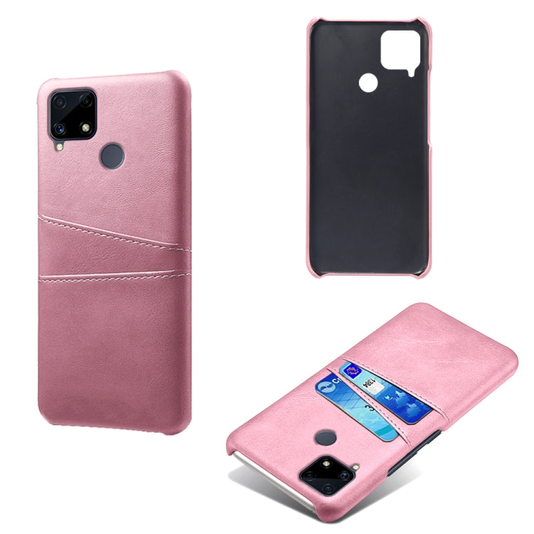 For OPPO Realme C25 Calf Texture PC + PU Leather Back Cover with Dual Card Slots