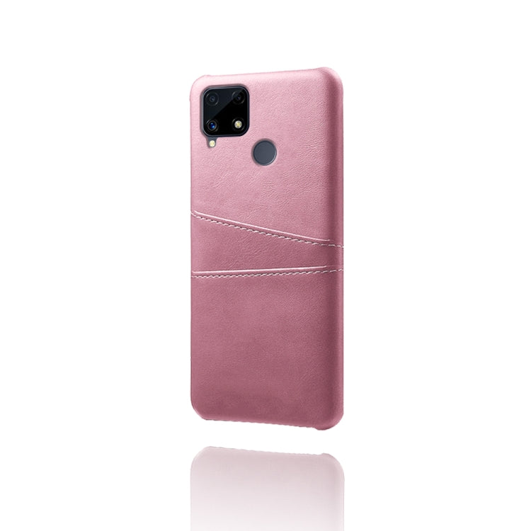 For OPPO Realme C25 Calf Texture PC + PU Leather Back Cover with Dual Card Slots