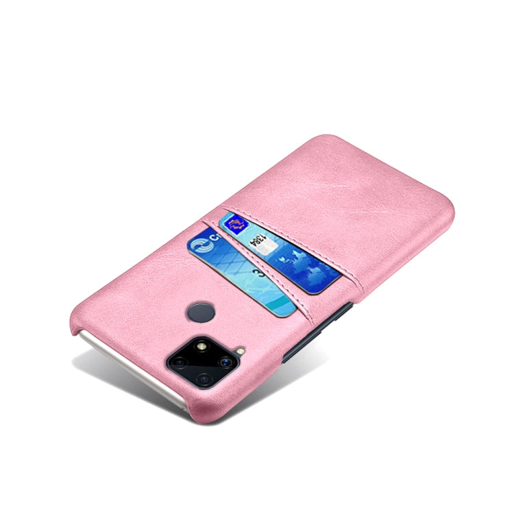 For OPPO Realme C25 Calf Texture PC + PU Leather Back Cover with Dual Card Slots
