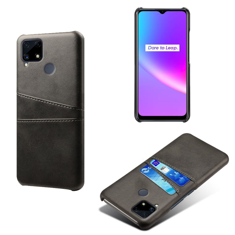 For OPPO Realme C25 Calf Texture PC + PU Leather Back Cover with Dual Card Slots