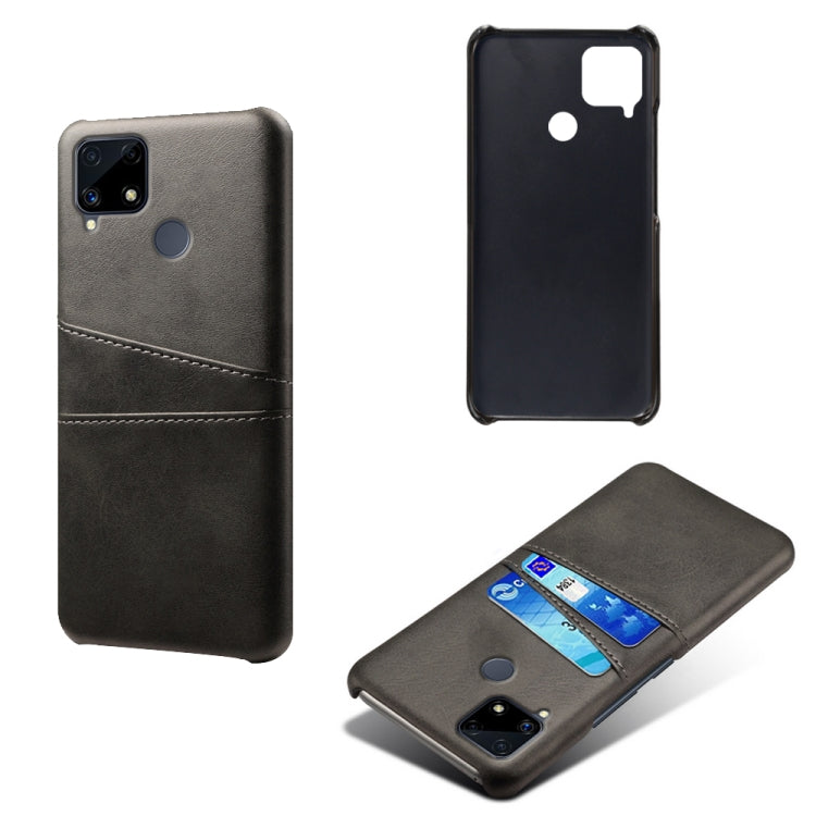 For OPPO Realme C25 Calf Texture PC + PU Leather Back Cover with Dual Card Slots