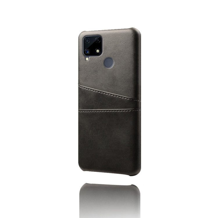 For OPPO Realme C25 Calf Texture PC + PU Leather Back Cover with Dual Card Slots