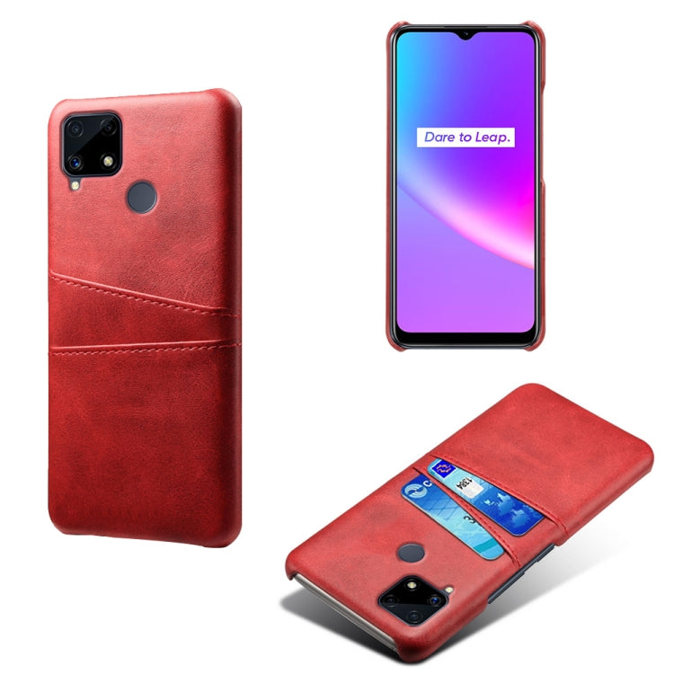For OPPO Realme C25 Calf Texture PC + PU Leather Back Cover with Dual Card Slots
