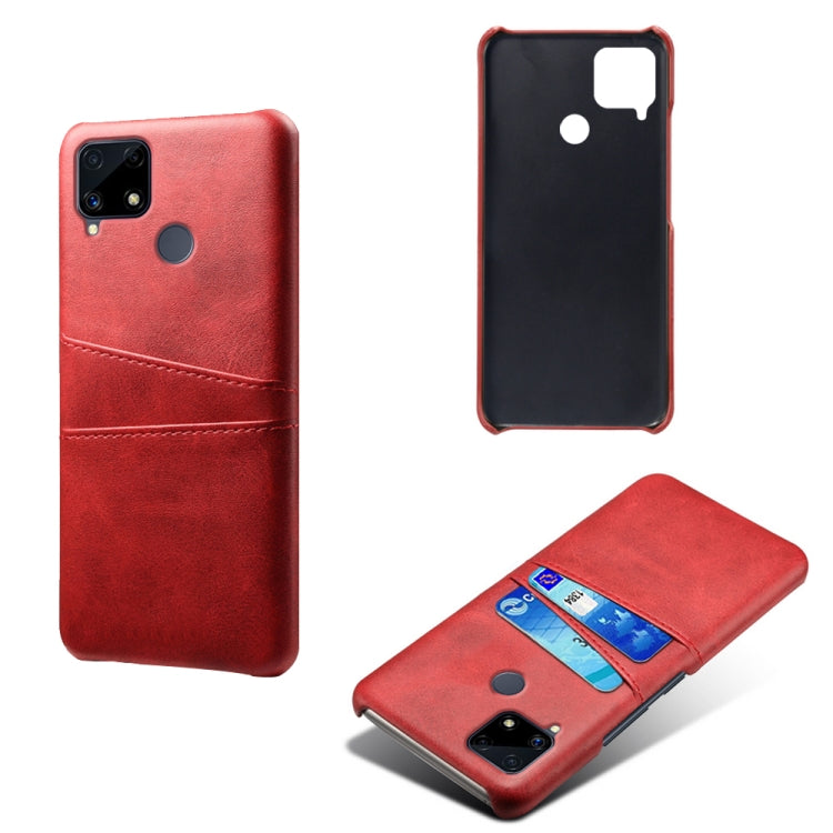 For OPPO Realme C25 Calf Texture PC + PU Leather Back Cover with Dual Card Slots
