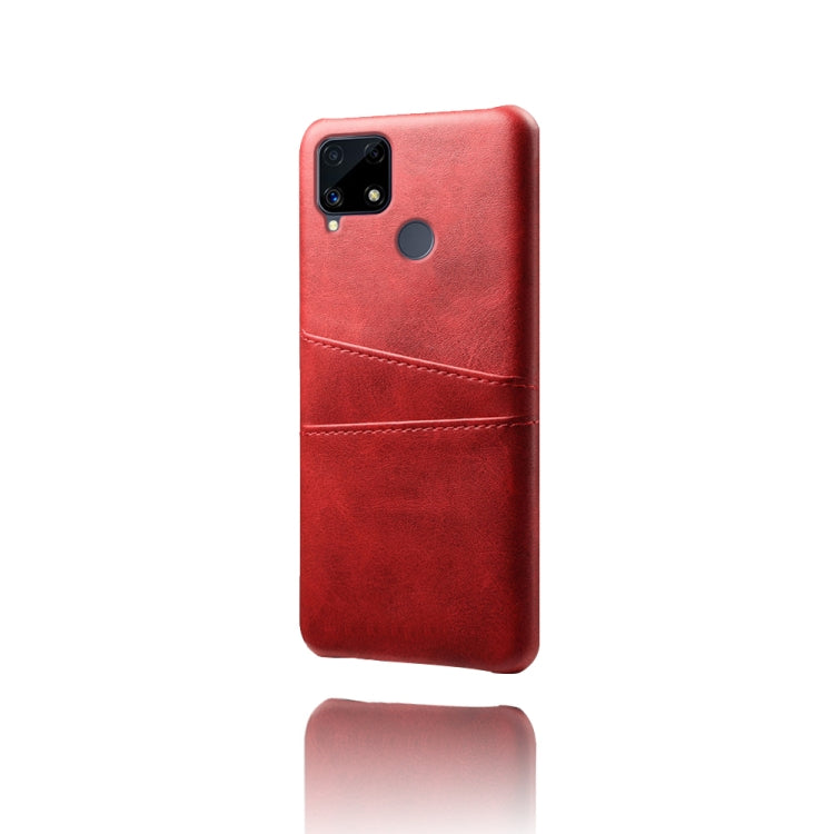 For OPPO Realme C25 Calf Texture PC + PU Leather Back Cover with Dual Card Slots