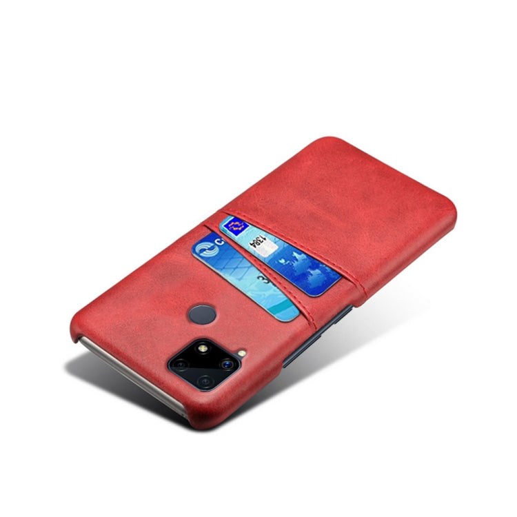 For OPPO Realme C25 Calf Texture PC + PU Leather Back Cover with Dual Card Slots