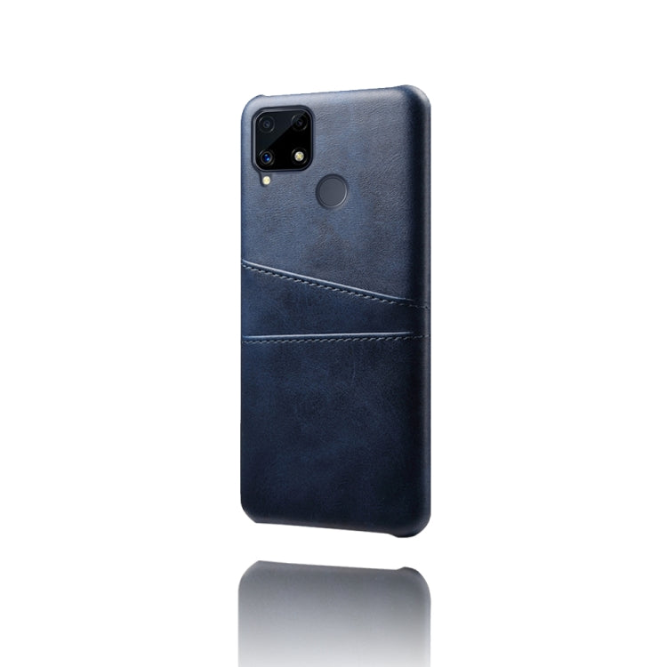 For OPPO Realme C25 Calf Texture PC + PU Leather Back Cover with Dual Card Slots