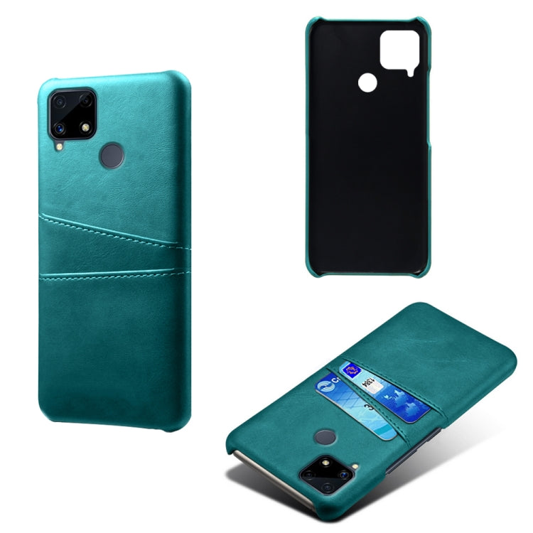 For OPPO Realme C25 Calf Texture PC + PU Leather Back Cover with Dual Card Slots
